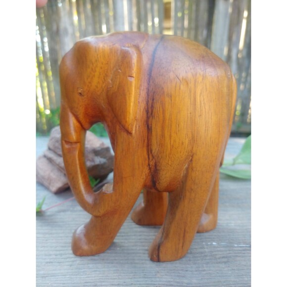 Vintage Hardwood Elephant // Decorative Wood Figurine - Picture 2 of 10